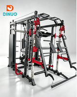 Rack de musculation multi-utilisateurs DINUO, cadre en acier large et profond, station de fitness avec banc de pectoraux et accessoire de presse à jambes