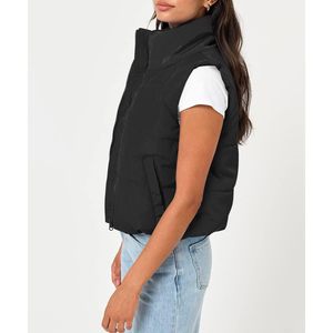 Chaleco acolchado para mujer, sin mangas, ropa de abrigo de invierno, cálido, ligero, con cuello alto, cortavientos, con bolsillos - Product Image 2