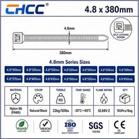 Attaches-câbles en nylon PA66 écologiques 4,8*380mm, robustes, autobloquantes, pour usage électrique et industriel, vente en gros OEM