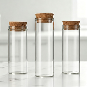 2026 Clear <b>Glass</b> Cylinder <b>Bottles</b> with Cork Stopper 15ml <b>Empty</b> Cosmetic Storage Jar Test Tube Shape Transparent Container Medici - Product Image 2
