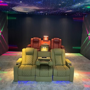 Divano Reclinabile Elettrico a 3 Posti di Alta Qualità in Pelle, Stile Cinema Domestico, per <span class=keywords><strong>Home</strong></span> Theater - Product Image 5