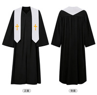 Robe liturgique blanche et noire pour prêtre, costumes médiévaux, robes de clergé avec croix, robe de nonne pour Halloween, carnaval, fête, église catholique