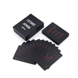 Nuevas cartas de juego personalizadas, lisas, impermeables, negras, duraderas, para póker y juegos de mesa - Product Image 1
