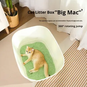 Bac à litière pour chat extra large en PP semi-fermé ouvert anti-éclaboussures - Product Image 1