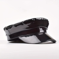 Chapeaux de costume de fête en gros, personnalisés, noirs, en similicuir verni, style capitaine