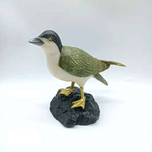 Escultura de Pájaro de Arte Popular en Ágata Negra/Ágata Pera/Serpentina de Bambú BJ1088 - Product Image 2