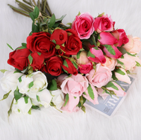 Simulasi 3 Tangkai Mawar Putri untuk Hari Valentine, Pernikahan, Thanksgiving, Tahun Baru, Buatan Tangan, Gaya Eropa