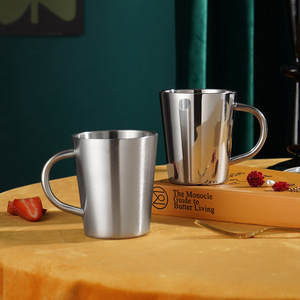 304 Stainless Steel Korean Style Mug Double Walled With Handle Coffee Beer Water Cup For Gift And Daily Use - Product Image 1