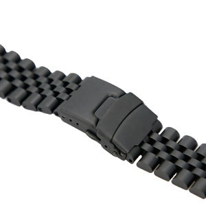 Bracelet de montre en acier inoxydable 316L noir mat de haute qualité 22 mm Happy Time, maillons entièrement solides, petit MOQ pour 007 - Product Image 5
