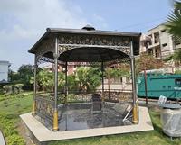 Pergola en fonte noire et or pour jardin, pavillon décoratif extérieur, taille personnalisée, élégante décoration extérieure