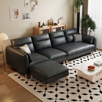 Günstiges Wohnzimmer-Möbelset Modernes Luxus-Chesterfield-Sofa 5-Sitzer Kunstleder Holzbeine Sofa für Zuhause