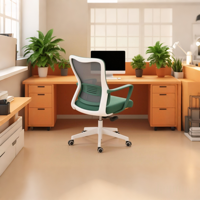 Chaise de bureau ergonomique moderne-Chaise de direction en maille avec support lombaire et base pivotante, mobilier de bureau
