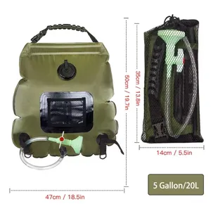Borsa per doccia da campeggio in PVC da esterno da 20 litri borsa per l'acqua riscaldante per doccia da bagno da trekking portatile