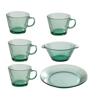 ชุดอาหารแก้วลายดอกบัวสำหรับขายส่ง เกรดสำหรับอาหาร ชุดชามสลัดแก้วสีพื้น ชุดภาชนะสำหรับร้านอาหารและบ้าน - Product Image 1