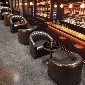 Sillón de Cuero Comercial con Otomana, Elegantes Sillones Reclinables con Mesa Lateral para Vestíbulo de Hotel, KTV, Club, <span class=keywords><strong>Bar</strong></span> de Vinos - Product Image 2