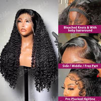 Perruques Lace Front de Luxe Haute Densité, Ondulées et Bouclées, avec Frange, Perruque Frontale HD 13x6, Cheveux Humains Vierges à Cuticules Alignées