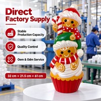 Décoration Lumineuse Garçon en Pain d'Épices pour Ambiance de Noël Intérieure, Figurine Festive en Forme de Cupcake pour Entrée, Bureau, Fête et Décoration d'Événements