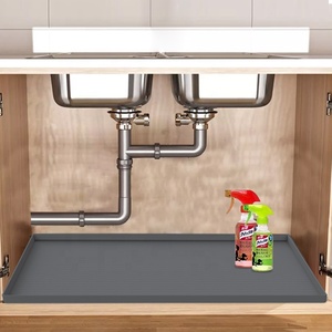 Hot Sale Under the Sink Silicone Mat Waterproof Silicone Mat Drain Hole Anti-slip Cabinet <strong>Liner</strong> for Bathroom Kitchen Sink Mat - Product Image 3
