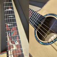 Gitar Akustik 6 Senar OEM ODM, Kayu Solid Top, Cutaway, Gitar Folk, Fretboard Rosewood untuk Pemula dan Pertunjukan