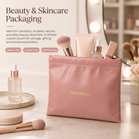 Pochette cosmétique magnétique en cuir PU souple personnalisée avec logo en feuille d'or pour cadeau VIP de beauté, fermeture automatique, pochette à pression