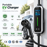 Chargeur EV AC Type 2 CE RoHS 3.5kW 7kW 11kW 16A 32A 230V 400V avec écran LCD 2.8 pouces, application, Wi-Fi, Bluetooth, minuterie, IP65, IK10, OEM, ODM, fournisseur pour la maison