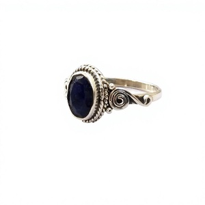 Customized Logo Silver 925 Jewelry Faceted Blue Sapphire Stone <b>Finger</b> <b>Ring</b> Wholesale Sterling 925 Silver <b>Ring</b> Diamond Pearl - Product Image 3