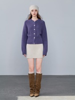 100% Reiner Kaschmir Umweltfreundliche Vintage Strickjacke für Damen Rundhals-Knopfleiste Reguläre Ärmel Gerippte Bündchen Weicher Warmer Winter-Pullover