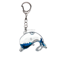 Porte-clés en acrylique en forme de dauphin, adorable porte-clés d'animal marin, porte-clés en forme de dauphin liquide à l'huile, accessoires de pendentif