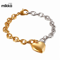 Nouveau bracelet unisexe tendance en acier inoxydable plaqué or 18 carats avec fermoir OT anti-ternissement et pendentif lettre initiale cœur