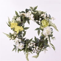 Guirlande décorative de Pâques en rotin naturel tressé avec des fleurs en plastique GY BSCI