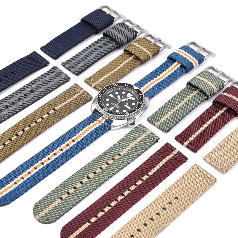 Black Silver Watch Buckle 18mm 20mm 22mm 24mm Quick Release Replacement Straps Woven Nylon Watch Bands