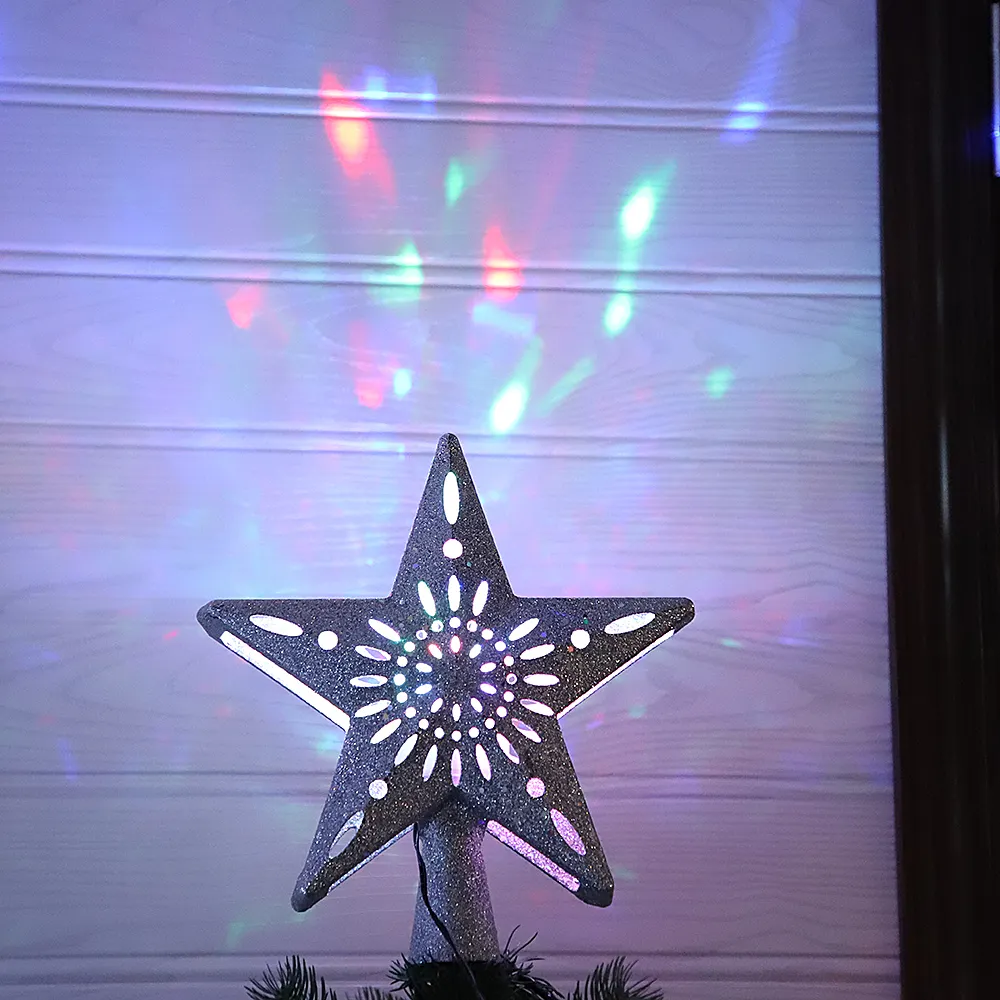 3D Glitter Star LED Christmas Tree Topper Star Projector Laser Christmas Tree Ornament