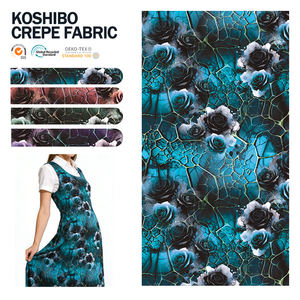 <b>Polyester</b> Koshibo Chiffon New Garment Purple 3D Flower Pattern Design Styles Digital Print Crepe <b>Fabric</b> for Wedding Lady Dress - Product Image 1