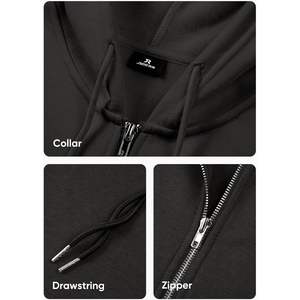 Sudaderas con capucha informales de algodón con cordón para hombre 2025, forro polar con cremallera completa con función anticontracción, sudadera corta con estampado de pantalla y patrón sólido - Product Image 6