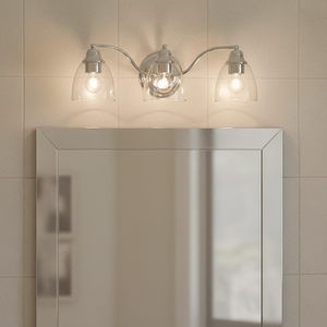 3-<strong>Light</strong> Gold Finish Iron Frame Glass Shade LED <strong>Wall</strong>-<strong>Mounted</strong> Vanity <strong>Lights</strong> for <strong>Bathroom</strong> with Dimmable Feature - Product Image 6