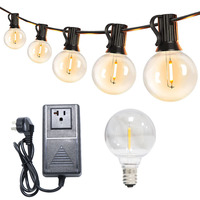Guirnalda de Luces LED Metálicas para Exteriores HIGH HOME, G40, 25 Pies, IP65, Recargable con Energía Solar, Luz Blanca Cálida 2700K, con Sensor de Movimiento