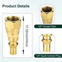 Adaptateur de Propane à Connexion Rapide Femelle 1/4 "Mâle 3/8 Pouces, Tuyau RV Basse Pression, Déconnexion Rapide, Lisse, 2 Pièces