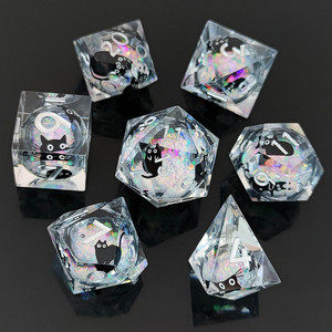 CSLU TRPG juego de mesa personalizado cuadrado poliédrico resina arena movediza núcleo líquido DND mazmorras dragones plástico Metal dados de juego - Product Image 6