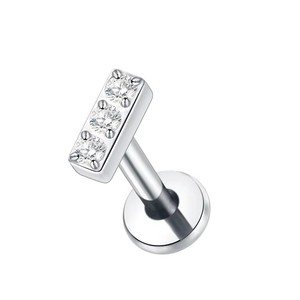 Boucles d'oreilles en titane F136 en forme de coeur Zircon dent intérieure lèvre filetée 1.2mm G23 alliage de titane plat fond oreille os <span class=keywords><strong>clou</strong></span> - Product Image 5