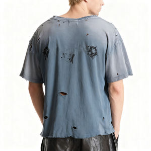 T-Shirt da uomo con logo personalizzato Plus Size t-Shirt corta lavata Vintage con stile t-Shirt da uomo - Product Image 4