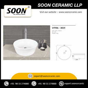 อ่างล้างหน้าเซรามิกแบบครึ่งแท่นสำหรับใช้ในห้องน้ำ - Product Image 6