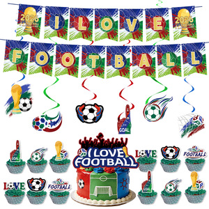 Ensemble de fournitures pour fête sur le thème du football avec assiettes en papier, gobelets, nappe, bannière pour décorations d'anniversaire, kit de vaisselle sur le thème du football - Product Image 3