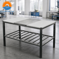 Table de découpe et de désossage industrielle en acier inoxydable avec planche en plastique de qualité alimentaire, plan de travail pour abattoir et usine alimentaire, personnalisable