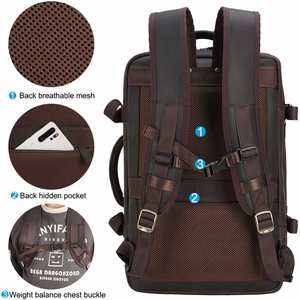 Customized logo Luxury <b>Black</b> and Brown Large Capacity USB Travel Briefcase Convertible Genuine Leather Laptop <b>Backpack</b> for Man - Product Image 5