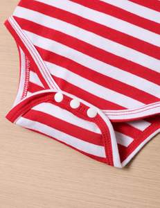 <span class=keywords><strong>Tenue</strong></span> de Noël et de Thanksgiving pour bébé garçon, barboteuse rayée, pantalon à bretelles, chapeau, 3 pièces, vêtements 0-18 mois, fabriqué en Chine - Product Image 4