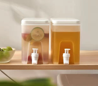 Petits distributeurs d'eau pour réfrigérateur, distributeur de boissons glacées en plastique pour gallon, contenants à jus avec couvercles