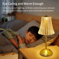 Lampe de table de ferme en acrylique rechargeable sans fil à LED, interrupteur sans fil de luxe, contrôle simple, or, intensité réglable, lampe de bureau à batterie