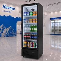Réfrigérateur vertical de vente au détail avec étagères réglables, refroidisseur à ventilateur pour boissons gazeuses et jus, unité de présentation
