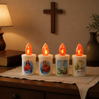Bougie Pilier LED Religieuse en Plastique, Motif Jésus Marie, Sans Flamme, Décoration d'Église, Autel Catholique, Pâques, Halloween, Noël