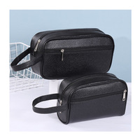 Trousse de Toilette Homme en Cuir PU, Style Classique Minimaliste, avec Fermeture Éclair, pour Voyage d'Affaires et Organisation de Maquillage – Vente en Gros
